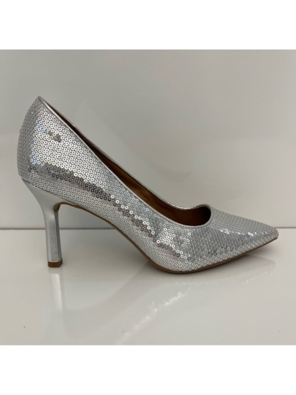 NORDSTROM Paige Pointed Toe Sequin Pump In Silver NEW